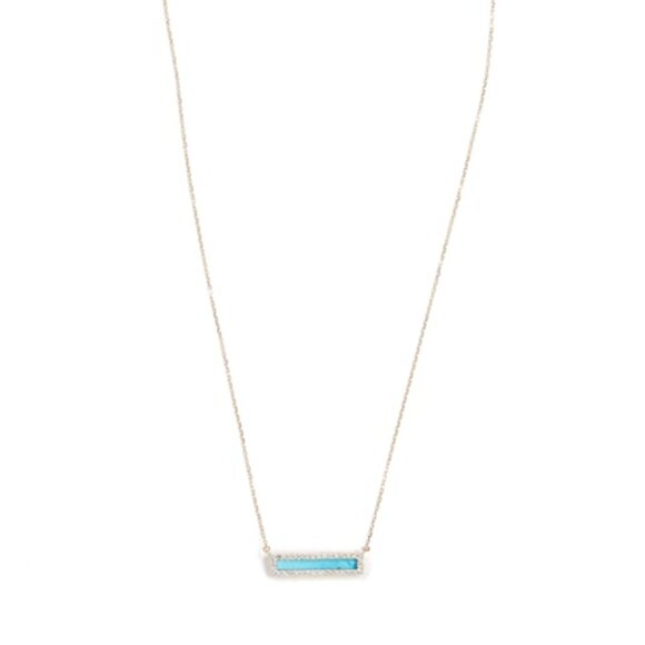 NWT Adina Reyter 14k Turquoise + Diamond Bar Necklace - Picture 3 of 3
